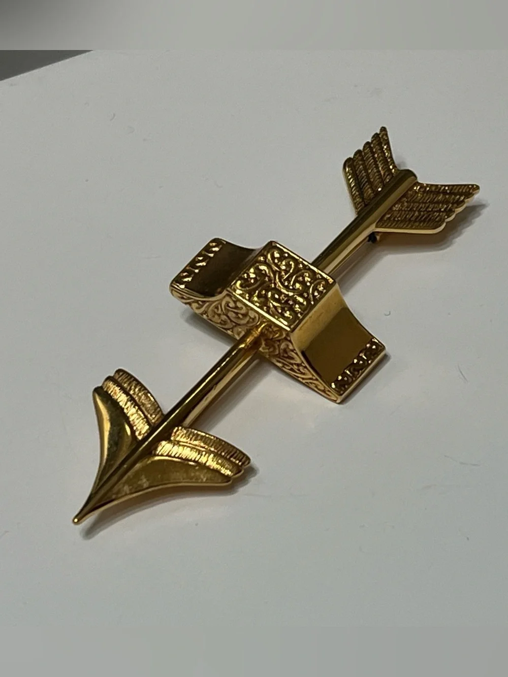 Signed AWR Designer Gold-tone Arrow Tie Bar/Pin